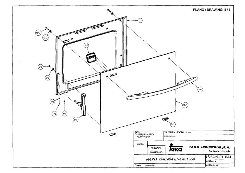 manual horno teka puerta