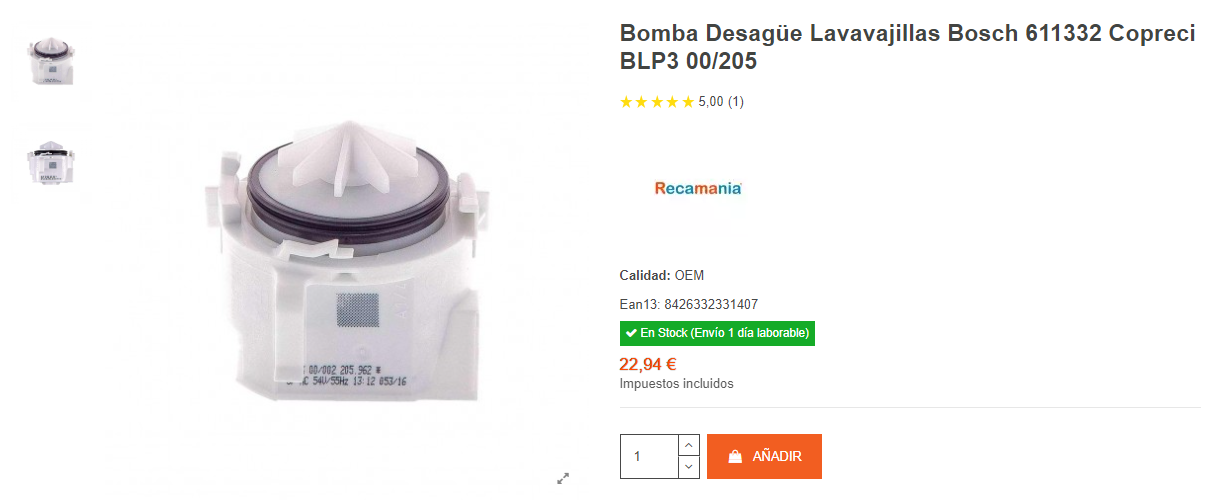 Bombas Desagüe Lavavajillas